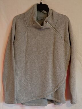 Athleta Light Gray Asymmetric Zip-Up Sweater